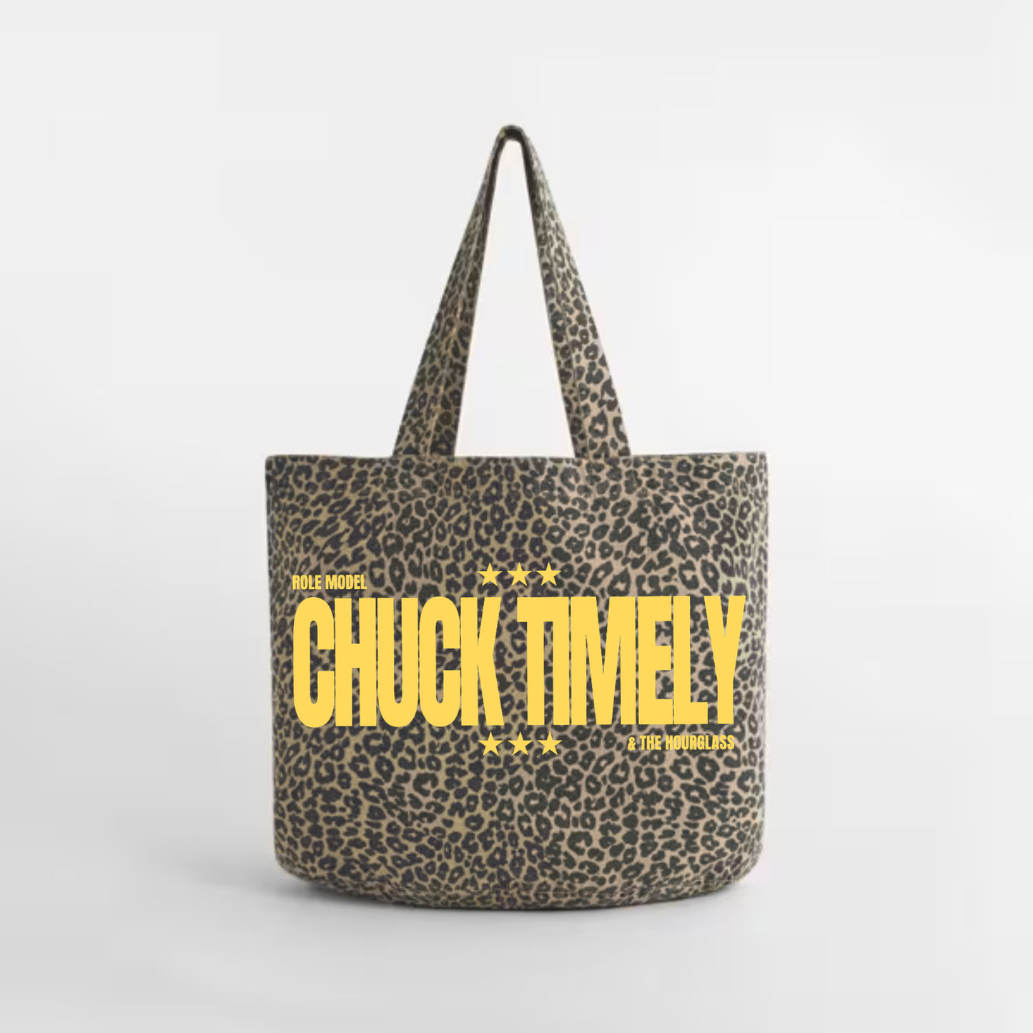 Chuck Timely Leopard Print Tote Bag – Hand Printed, Recycled Cotton