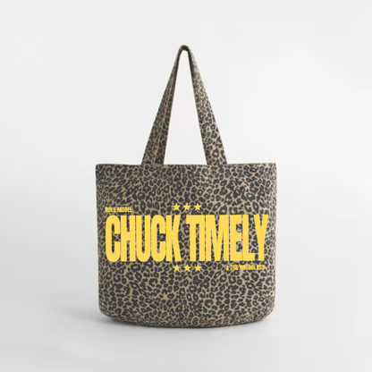 Chuck Timely Leopard Print Tote Bag – Hand Printed, Recycled Cotton