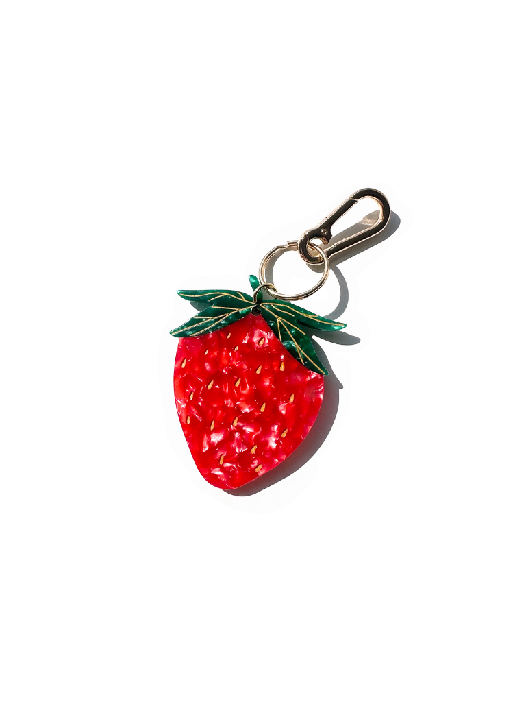 Hand-painted Strawberry Charm + Keychain