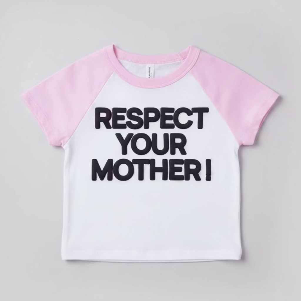 Respect Your Mother Pink Sleeve | Cropped Baby Tee