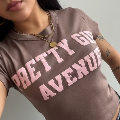 Pretty Girl Avenue Puff Print | Cropped Baby Tee