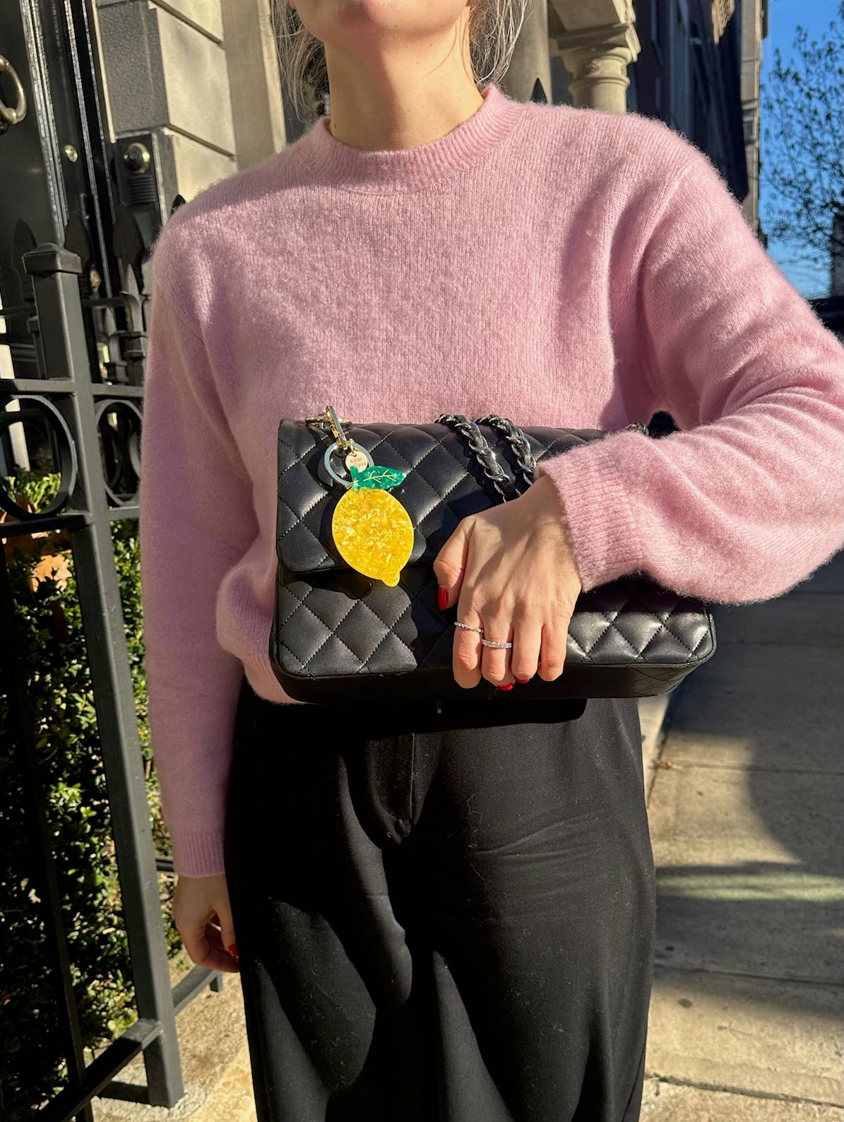 Hand-painted Lemon Bag Charm + Keychain