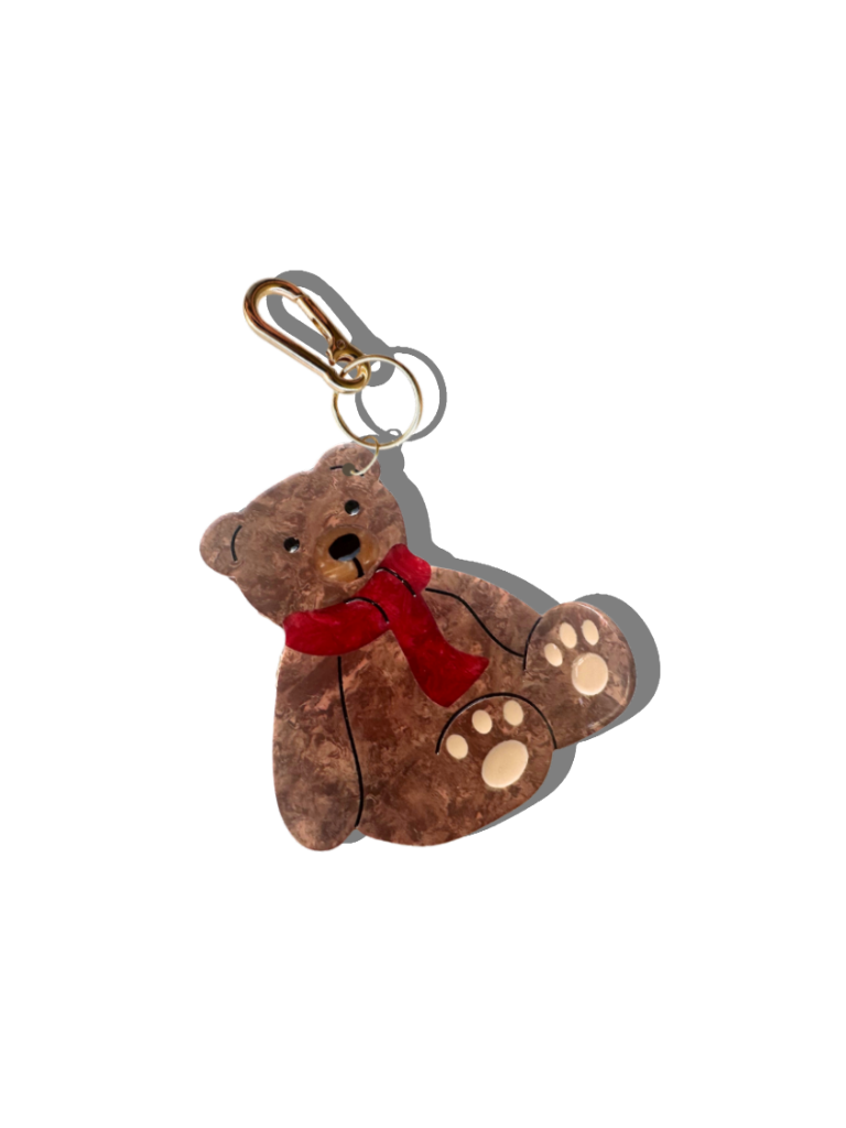 Hand-painted Teddy Bear Bag Charm + Keychain