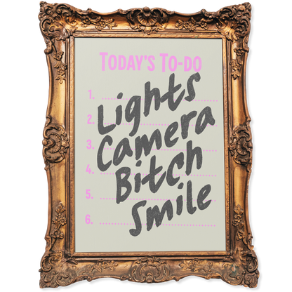 Lights camera bi*ch smile